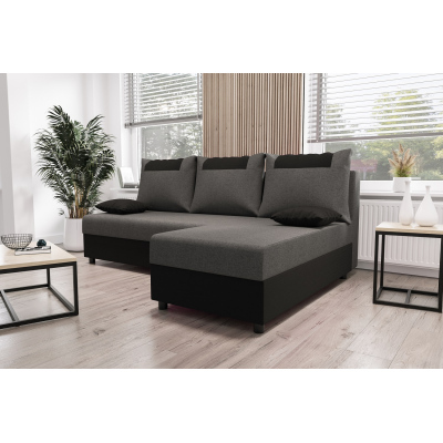 Ecksofa SANVI – Grau/Schwarz