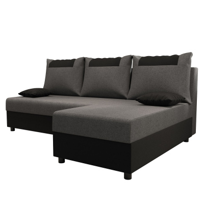 Ecksofa SANVI – Grau/Schwarz