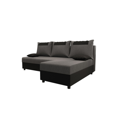 Ecksofa SANVI – Grau/Schwarz