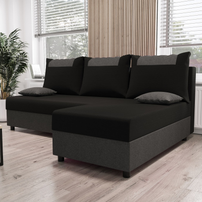 Ecksofa SANVI – Schwarz/Grau