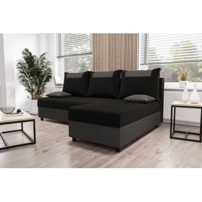 Ecksofa SANVI – Schwarz/Grau