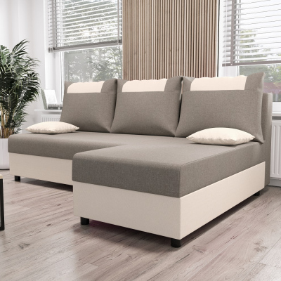 Ecksofa SANVI – Hellgrau/Beige