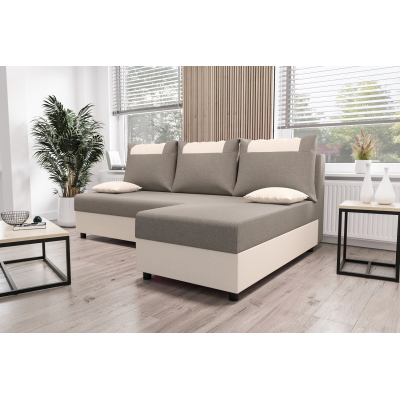 Ecksofa SANVI – Hellgrau/Beige