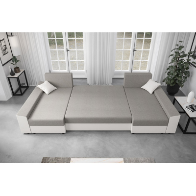 Praktische U-Form Couchgarnitur PARI – beige/hellgrau