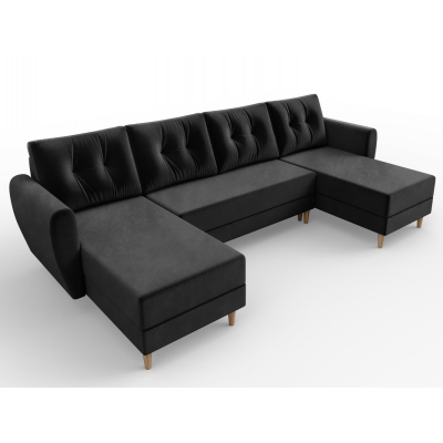 Couchgarnitur in U-Form PIVEK – Schwarz