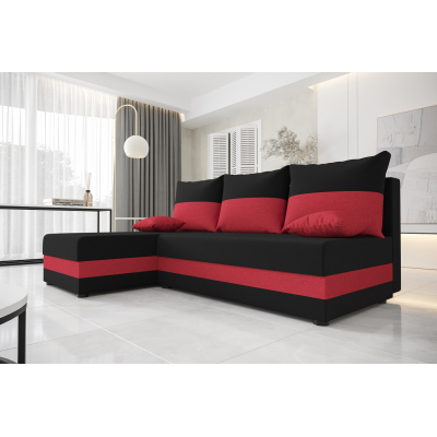 Modernes Ecksofa HORTENZIE – schwarz / rot