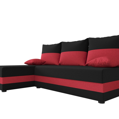 Modernes Ecksofa HORTENZIE – schwarz / rot