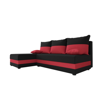 Modernes Ecksofa HORTENZIE – schwarz / rot