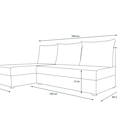 Modernes Ecksofa HORTENZIE – schwarz / rot