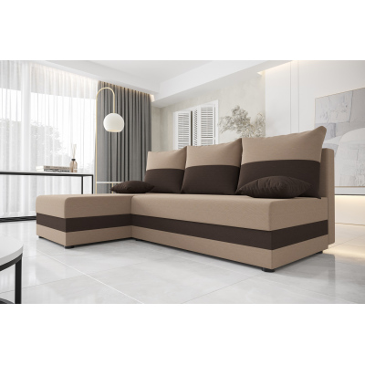 Modernes Ecksofa HORTENZIE – hellbraun / braun