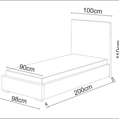 Einzelbett 90x200 FLEK 6 – beige