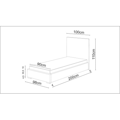 Einzelbett 90x200 FLEK 6 – beige