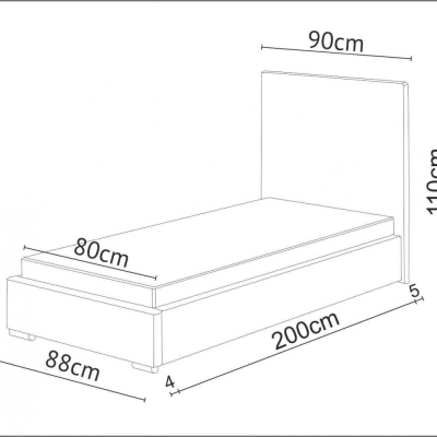 Einzelbett 80x200 FLEK 2 – grau