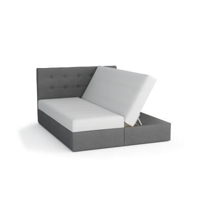 Doppelbett aus Öko-Leder mit Stauraum 140x200 LUDMILA – beige / Grau