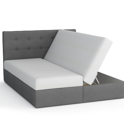 Doppelbett aus Öko-Leder mit Stauraum 140x200 LUDMILA – braun / creme