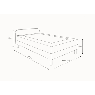 Bett für Teenager mit Metallbeinen 80x200 HENRYK 2 – schwarz