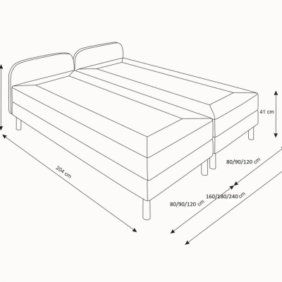 Bett für Teenager mit Metallbeinen 90x200 HENRYK 2 – braun