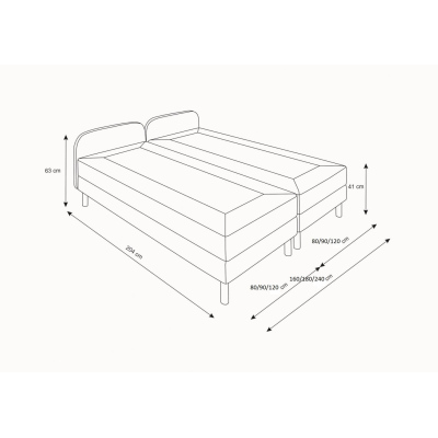 Bett für Teenager mit Metallbeinen 90x200 HENRYK 2 – braun