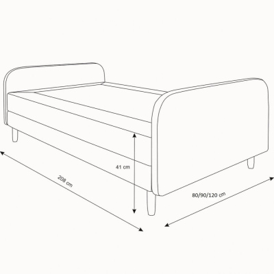 Bett für Teenager mit Metallbeinen 80x200 HENRYK 3 – schwarz