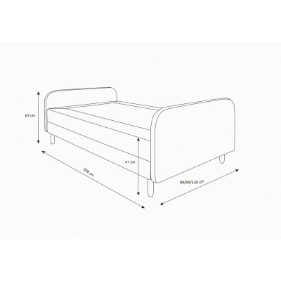 Bett für Teenager mit Metallbeinen 80x200 HENRYK 3 – braun