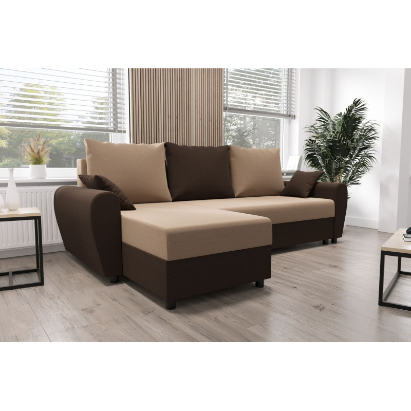 Elegante Couchgarnitur FLORIANA – dunkelbraun / braun