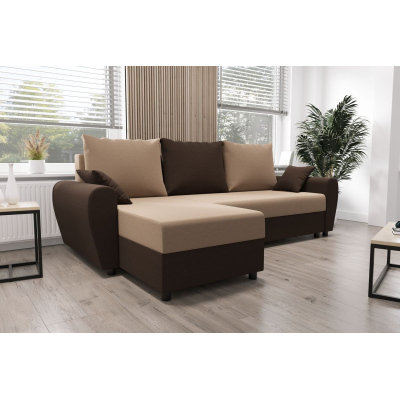 Elegante Couchgarnitur FLORIANA – dunkelbraun / braun