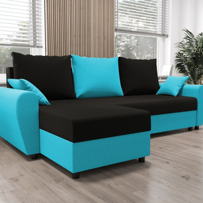 Elegante Couchgarnitur FLORIANA – schwarz / blau