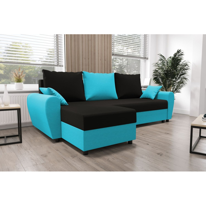 Elegante Couchgarnitur FLORIANA – schwarz / blau