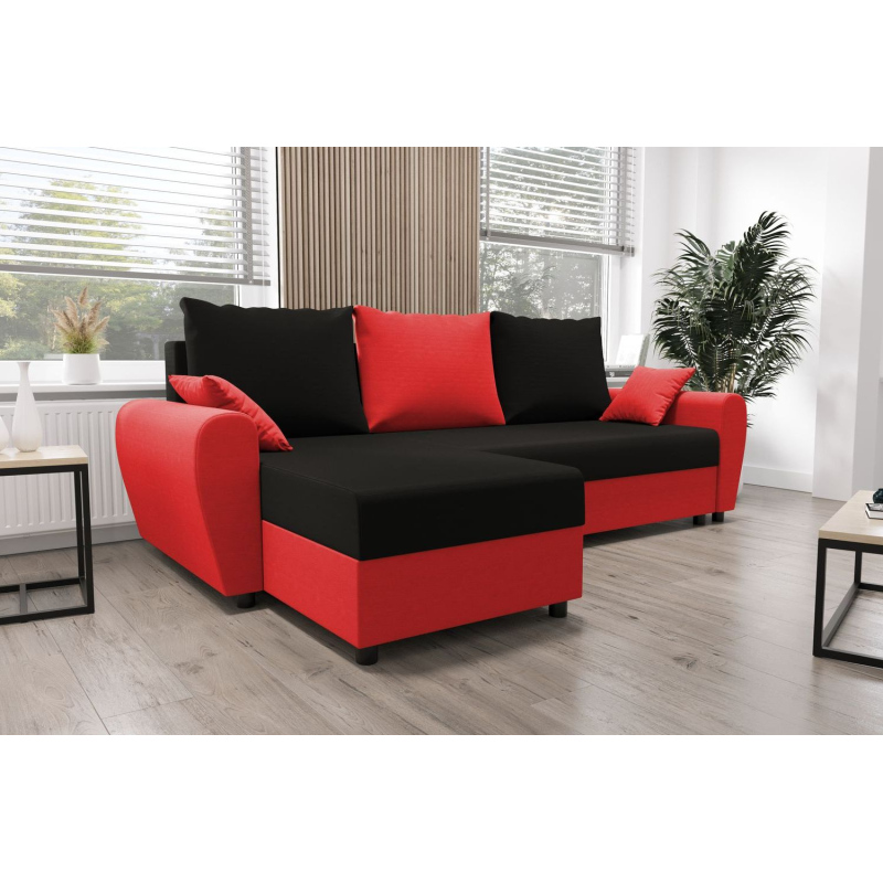 Elegante Couchgarnitur FLORIANA – schwarz / rot