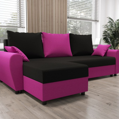 Elegante Couchgarnitur FLORIANA – schwarz / rosa