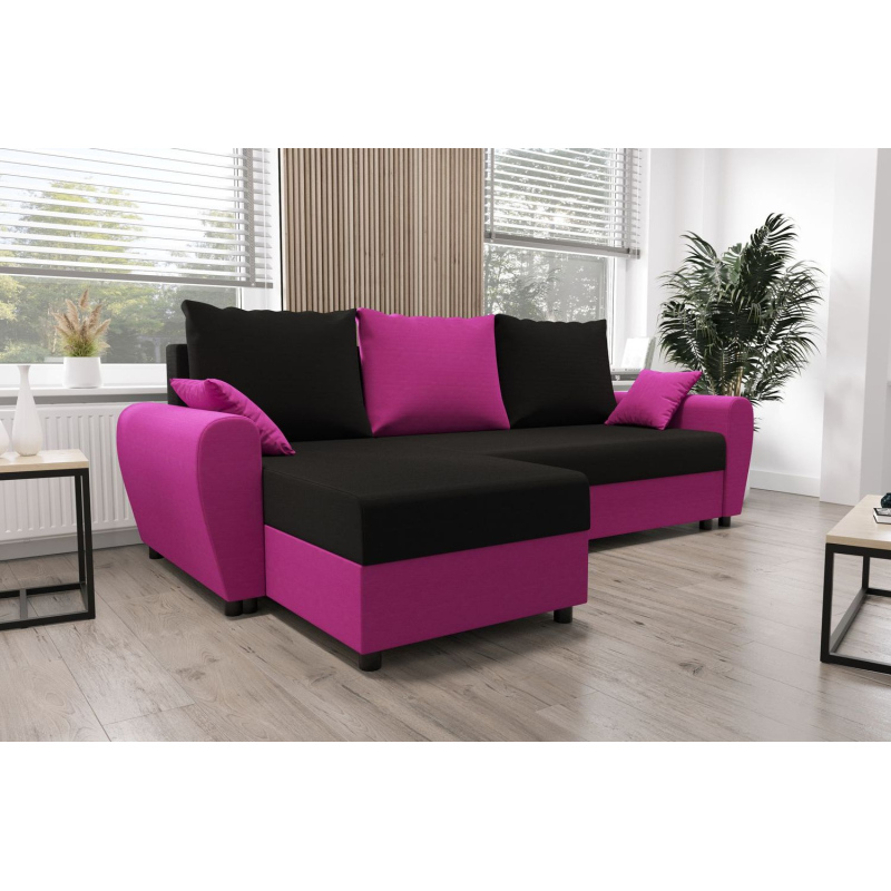 Elegante Couchgarnitur FLORIANA – schwarz / rosa