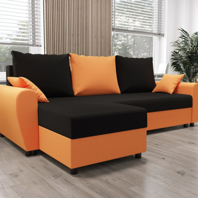 Elegante Couchgarnitur FLORIANA – schwarz / orange