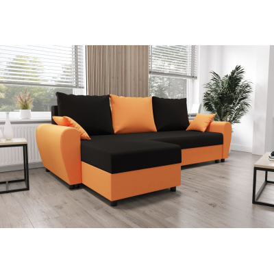 Elegante Couchgarnitur FLORIANA – schwarz / orange