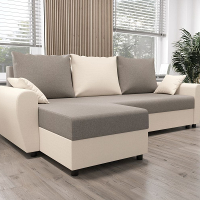 Elegante Couchgarnitur FLORIANA – hellgrau / creme