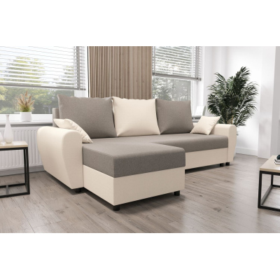 Elegante Couchgarnitur FLORIANA – hellgrau / creme