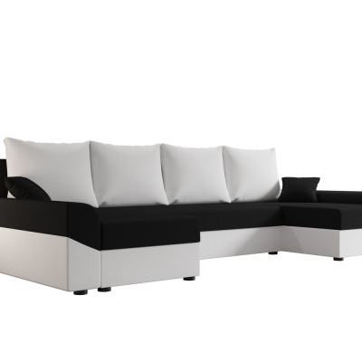 Elegante U-Form Couchgarnitur DAGMAR – weiß / schwarz