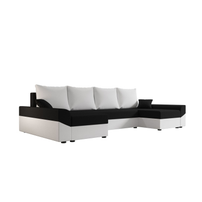 Elegante U-Form Couchgarnitur DAGMAR – weiß / schwarz