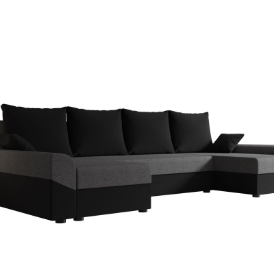 Elegante U-Form Couchgarnitur DAGMAR – schwarz / grau