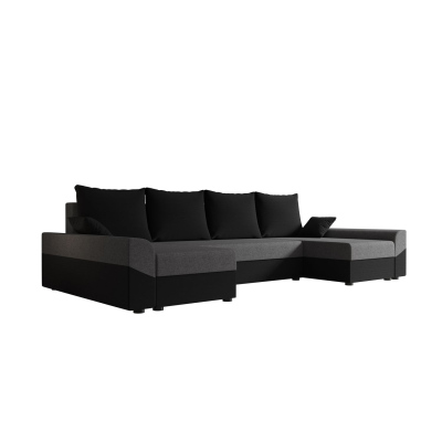 Elegante U-Form Couchgarnitur DAGMAR – schwarz / grau