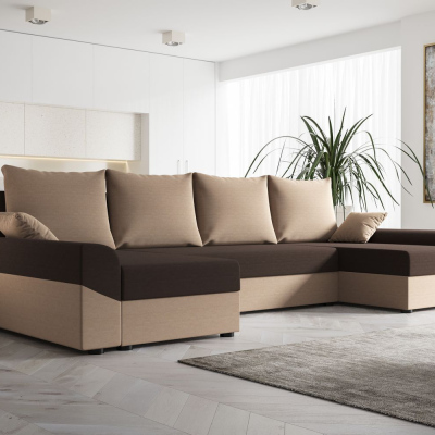 Elegante U-Form Couchgarnitur DAGMAR – braun / dunkelbraun