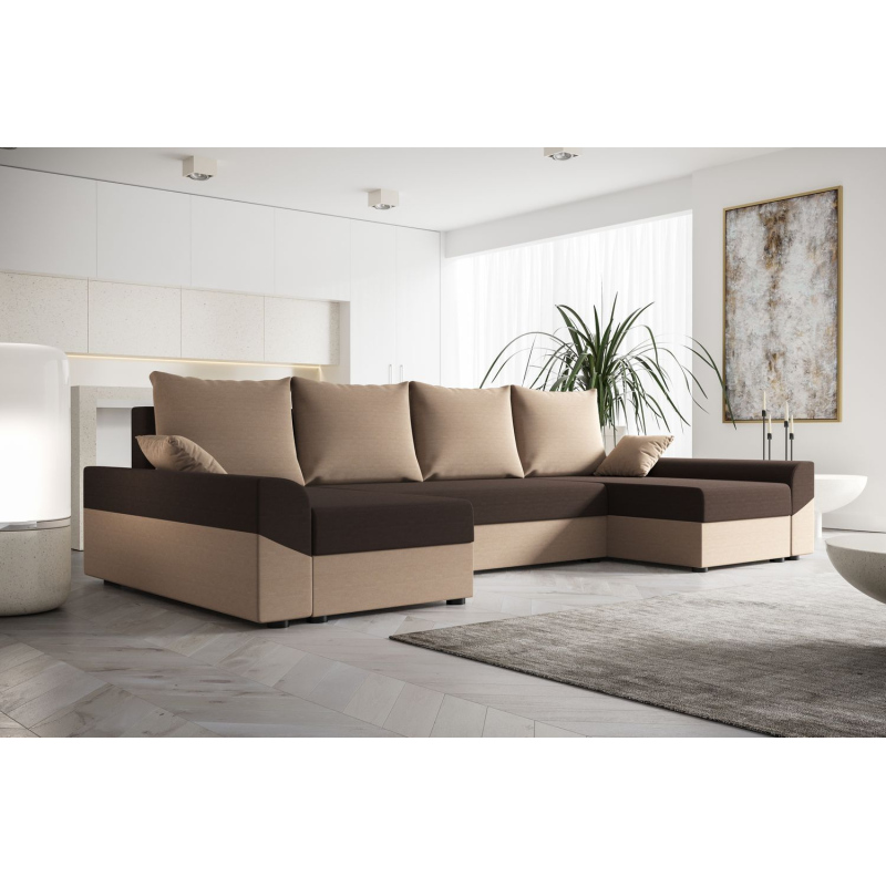 Elegante U-Form Couchgarnitur DAGMAR – braun / dunkelbraun