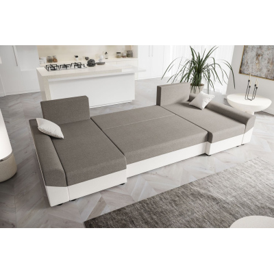 Elegante U-Form Couchgarnitur DAGMAR – braun / dunkelbraun