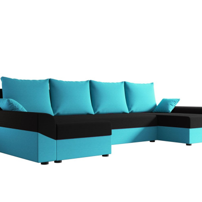 Elegante U-Form Couchgarnitur DAGMAR – blau / schwarz