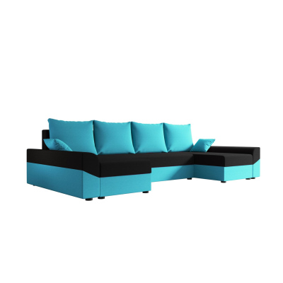 Elegante U-Form Couchgarnitur DAGMAR – blau / schwarz