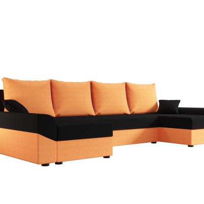 Elegante U-Form Couchgarnitur DAGMAR – orange / schwarz