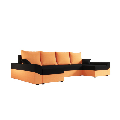 Elegante U-Form Couchgarnitur DAGMAR – orange / schwarz