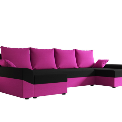 Elegante U-Form Couchgarnitur DAGMAR – rosa / schwarz