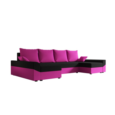 Elegante U-Form Couchgarnitur DAGMAR – rosa / schwarz