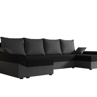 Elegante U-Form Couchgarnitur DAGMAR – grau / schwarz