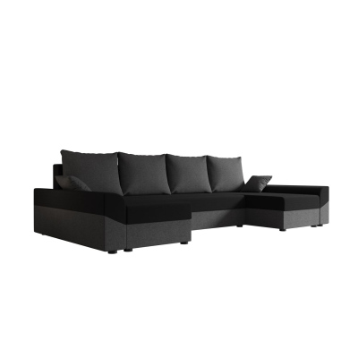 Elegante U-Form Couchgarnitur DAGMAR – grau / schwarz